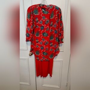 Vintage Diane Freis Women's Large Georgette 2 Piece Blouse and Pants